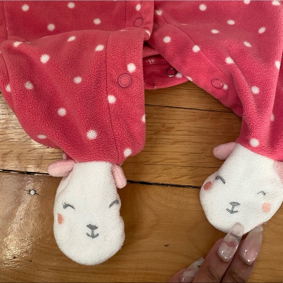 Carters Baby Girl Pink Onesie PJ set with mittens - Picture 14 of 14